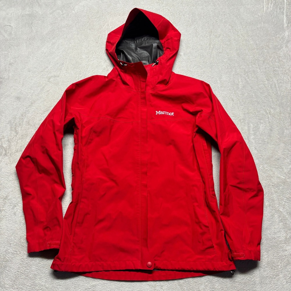 Marmot Jacket Womens M Paclite Shell Red GORE-TEX Waterproof Rain Hooded EUC